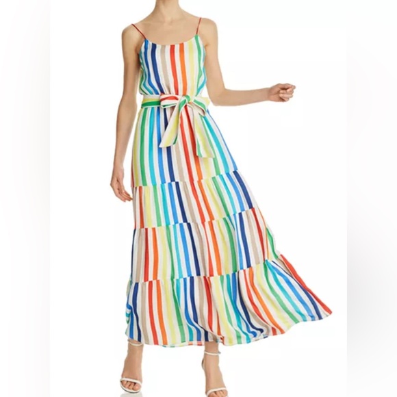 Alice + Olivia Colorful Striped Maxi Dress 2 XS Sleeveless Long Designer Janan - Picture 12 of 15